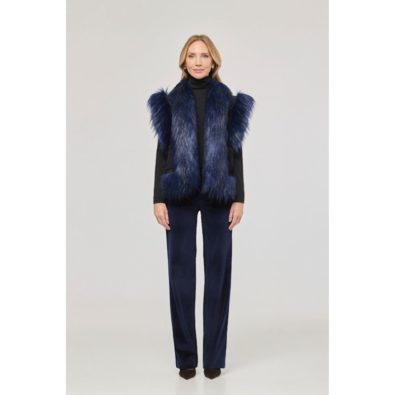 Thumbnail of Blue Knit Waistcoat With Faux Fur Theodoro image