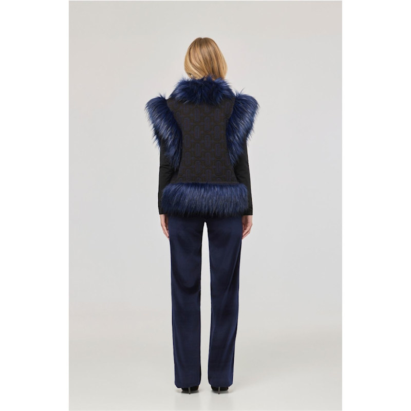 Thumbnail of Blue Knit Waistcoat With Faux Fur Theodoro image
