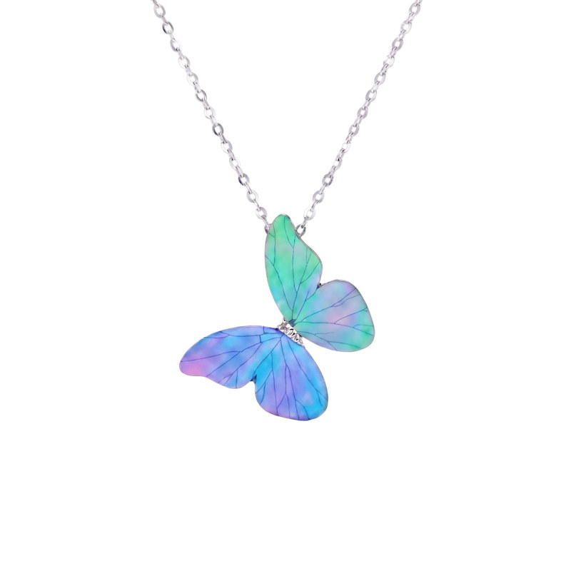Thumbnail of Blue Morpho Mother-Of-Pearl Inlay Butterfly Necklace image