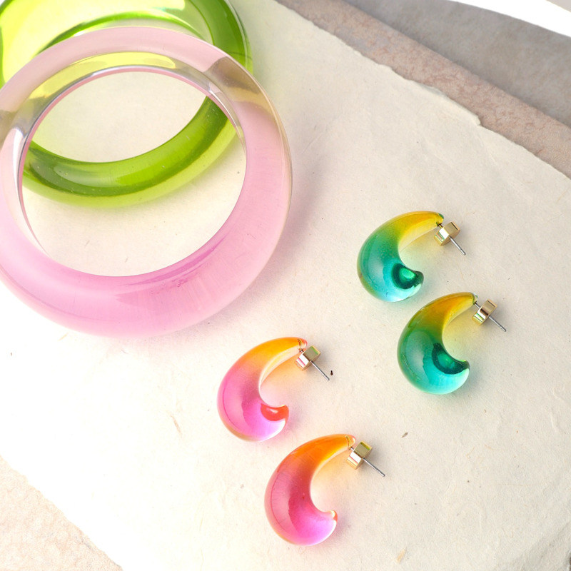 Thumbnail of Blue Ombré Resin Statement Earrings image