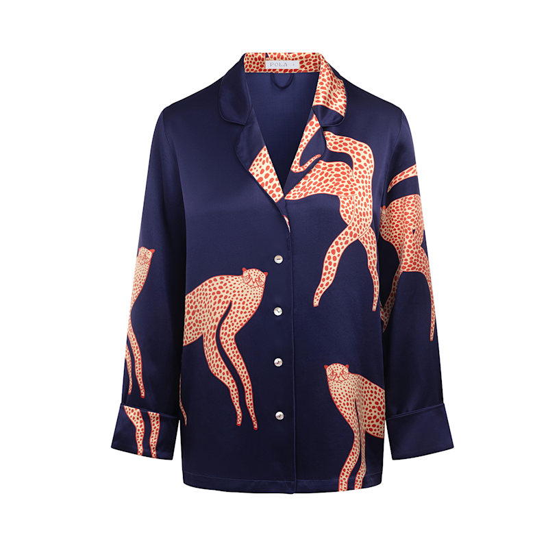 Thumbnail of Women’S Long-Sleeve Silk Pyjama Shirt| Leopard Print image