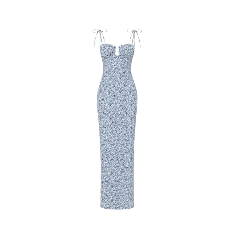 ankle length dress petite Blue Fleur Petal Long Slip by Montce Swim Boston proper