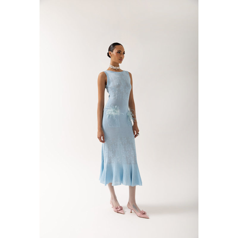 Thumbnail of Baby Blue Rose Knit Dress image