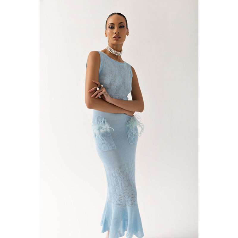 ANDREEVA | Blue Rose Knit Dress XS / Blue / Knit