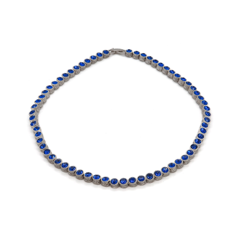 Thumbnail of Blue Sapphire Tennis Mystic Silver Necklace - Blue image
