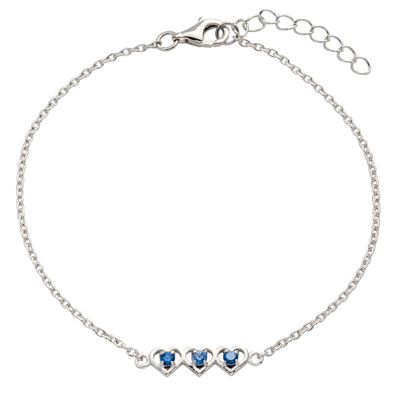 Thumbnail of Blue Sapphire Triple Heart Bracelet image