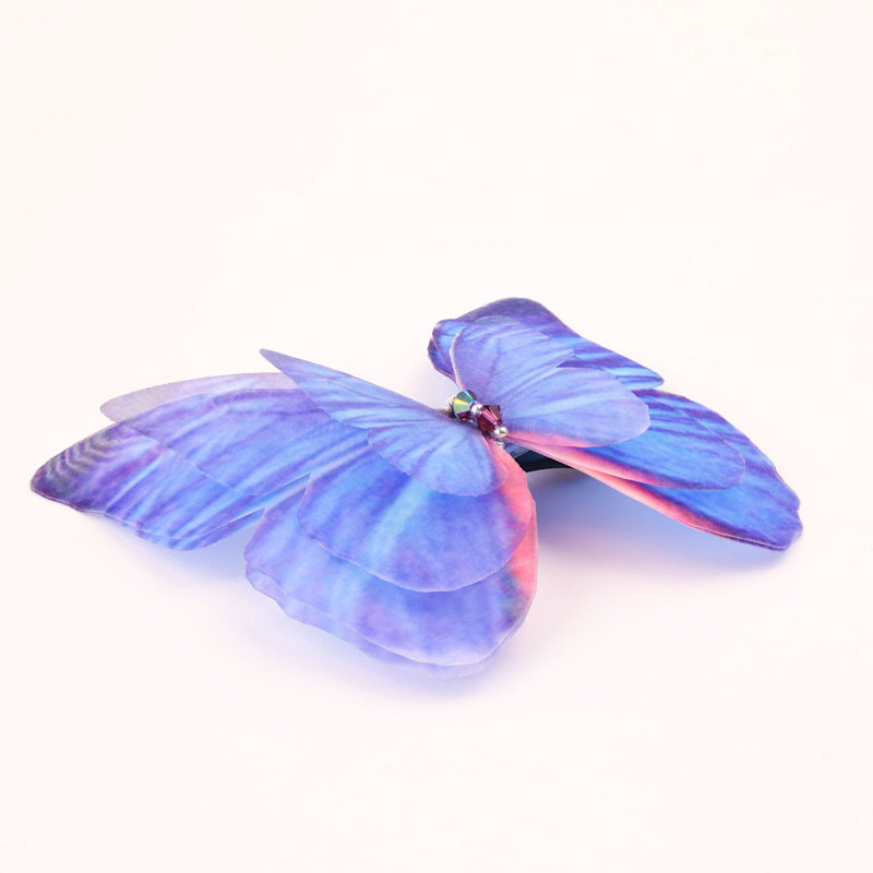 Thumbnail of Blue Silk Butterfly Hair Clip Barrette Accessory image