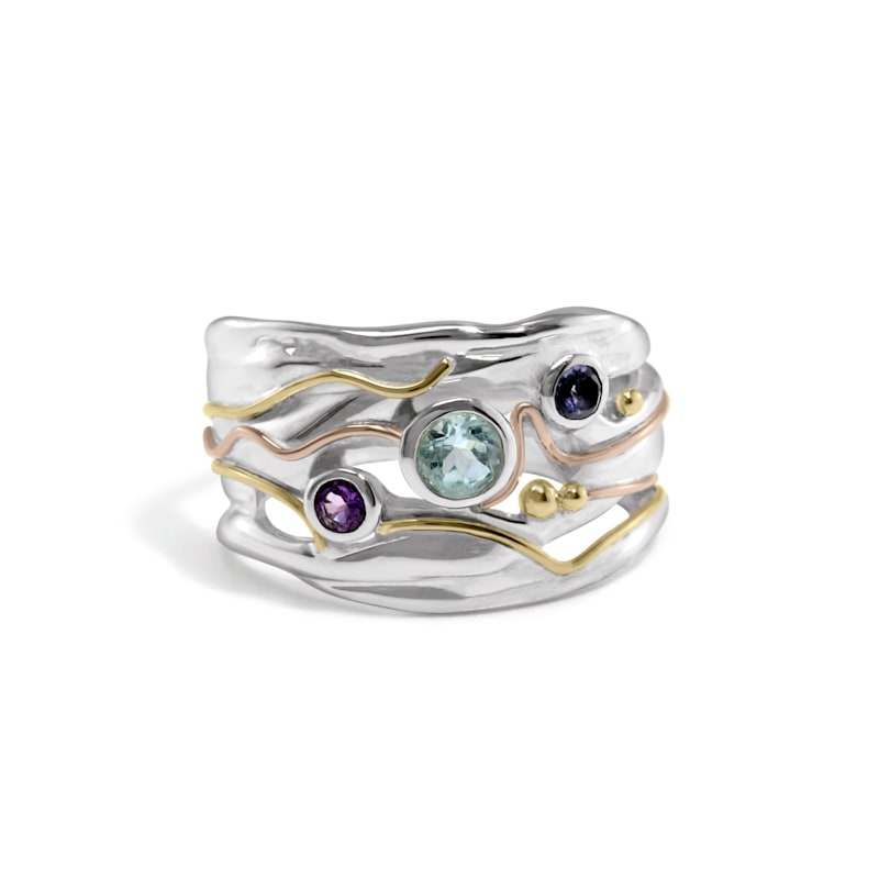 Thumbnail of Statement Blue Topaz, Amethyst & Iolite Silver Ring image
