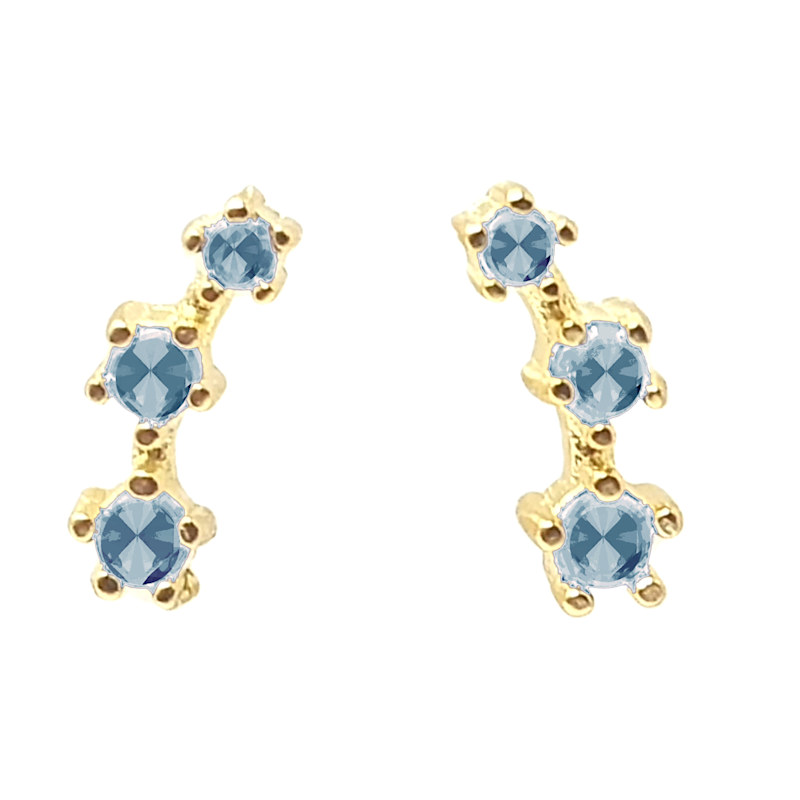 Thumbnail of Blue Topaz December Birthstone Climber Stud Earrings image