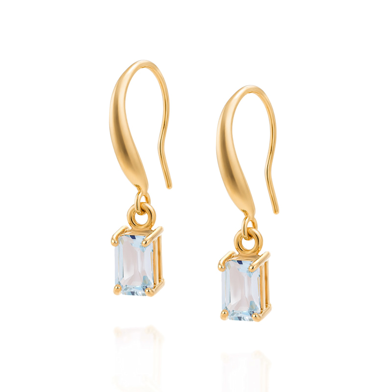 Blue Topaz Octavia Drop Earrings Gold Plated Sterling Silver | Nellou ...