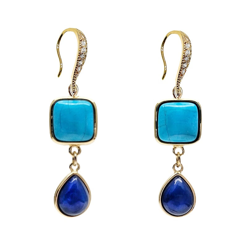 Thumbnail of Blue Turquoise And Lapis Dangle Earrings image