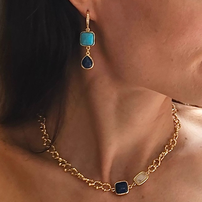 Thumbnail of Blue Turquoise And Lapis Dangle Earrings image