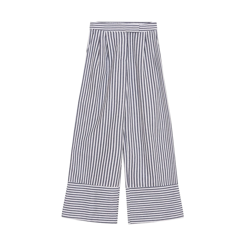 Thumbnail of Blue Striped Wide Leg Trousers image