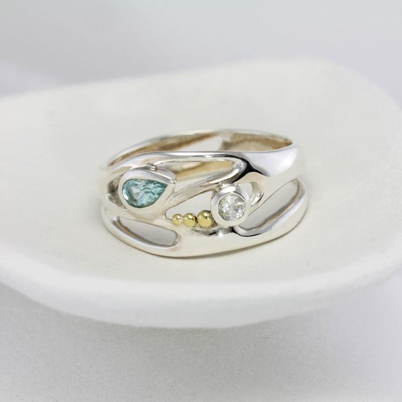 Thumbnail of Blue & White Topaz Sterling Silver Ring image