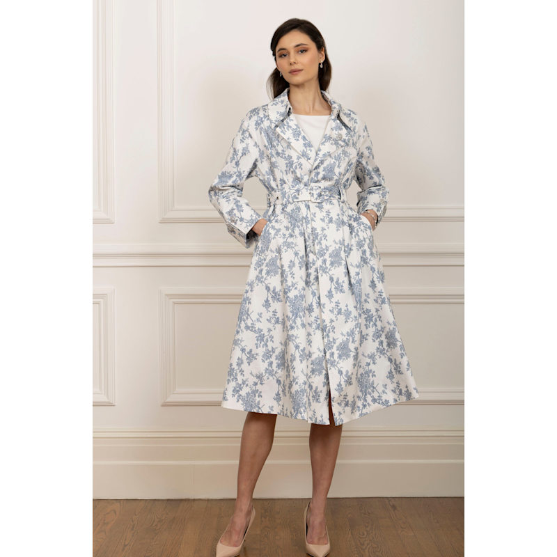 Thumbnail of Bluebell Belted Cotton Toile Trench Coat In Blu image