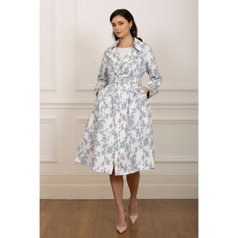 Thumbnail of Bluebell Belted Cotton Toile Trench Coat In Blu image
