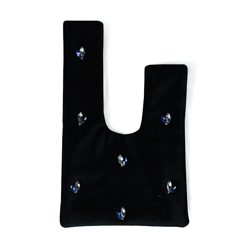 Thumbnail of Blumarine Crystal Hand Embellished Velvet Mini Wristlet Pouch - Black image