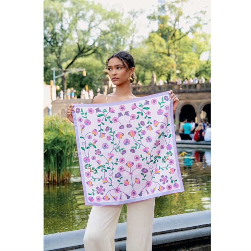 Thumbnail of Blush Botanica Double Sided Silk Scarf image
