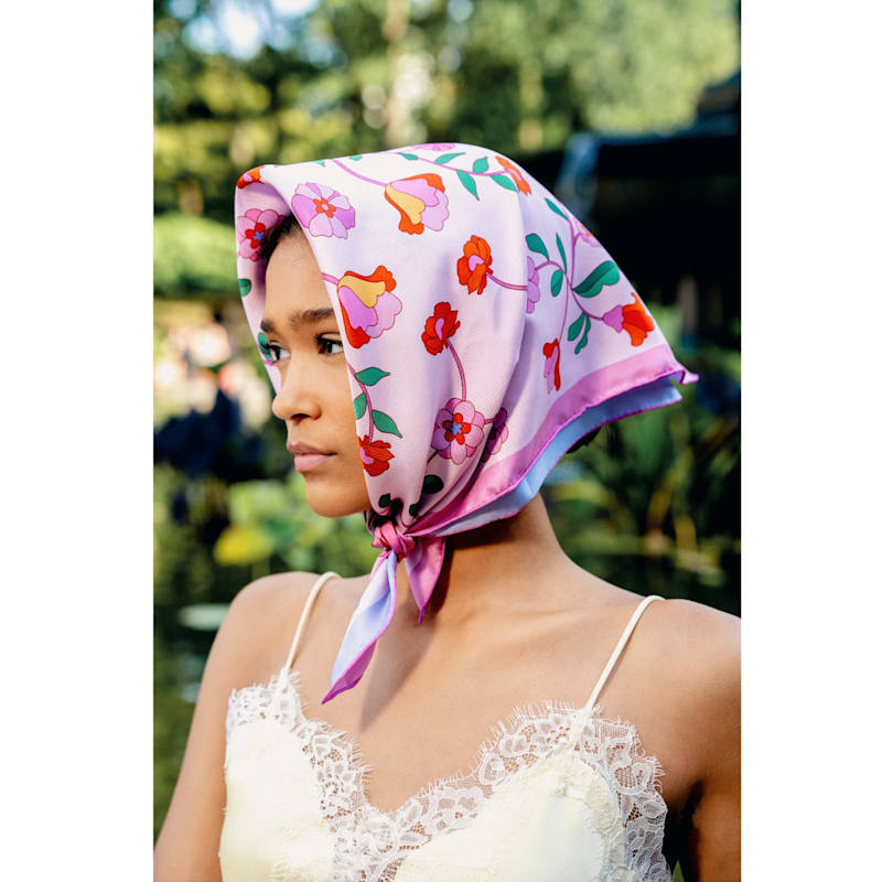 Thumbnail of Blush Botanica Double Sided Silk Scarf image