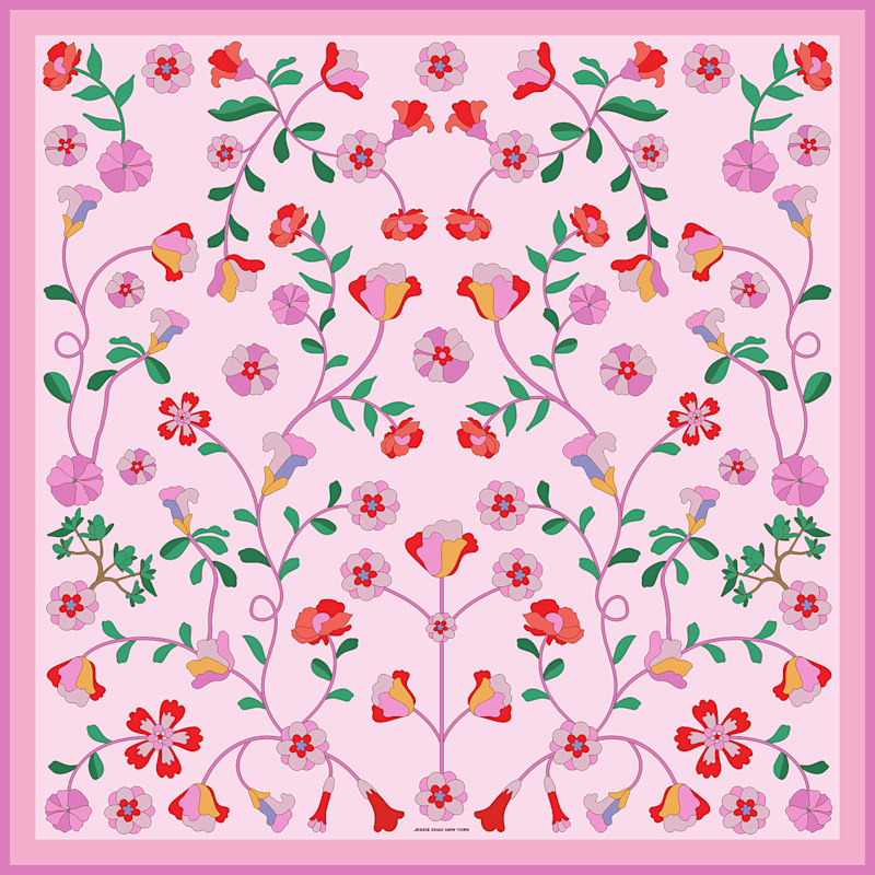 Thumbnail of Blush Botanica Double Sided Silk Scarf image