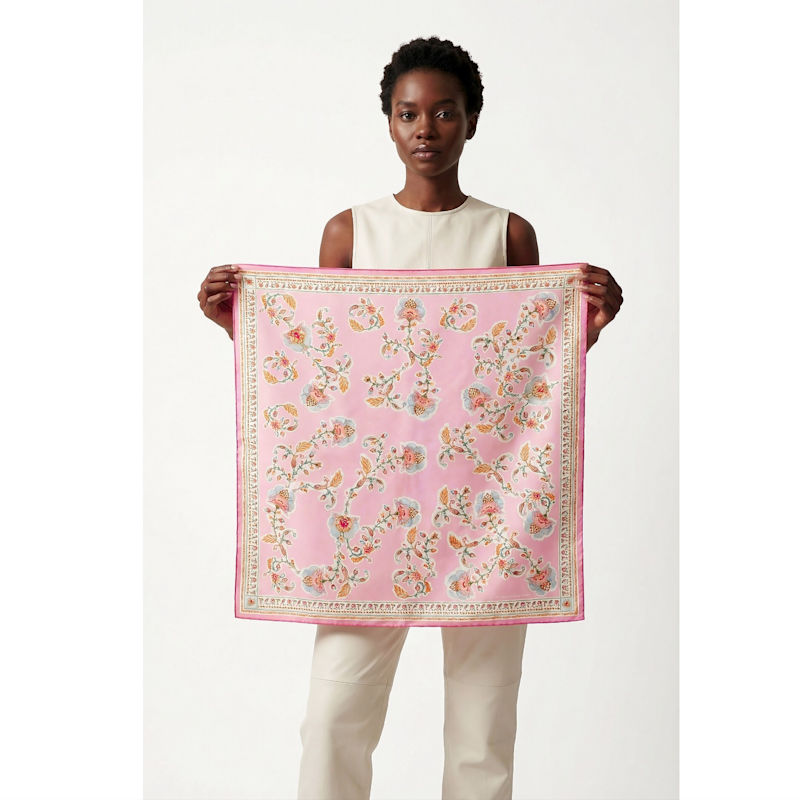 Thumbnail of Blush Charm Double Sided Silk Scarf image