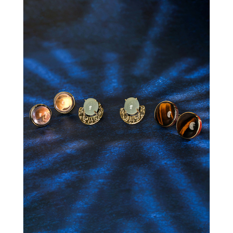 Thumbnail of Blush Noir' Rose Quartz Earrings image