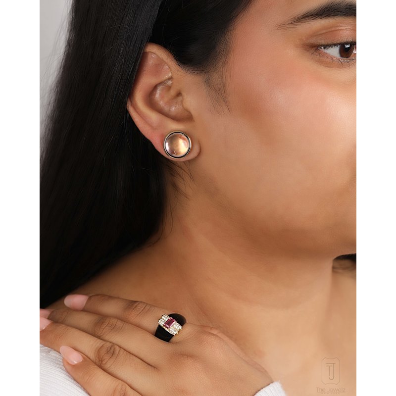 Thumbnail of Blush Noir' Rose Quartz Earrings image