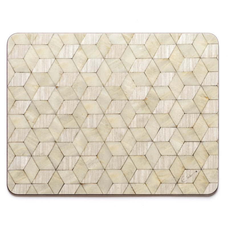 Thumbnail of Four Placemats Set. Large Rectangle In Scandinavian Style. Neutral Light Green & Grey. Heat Resistant Melamine. image