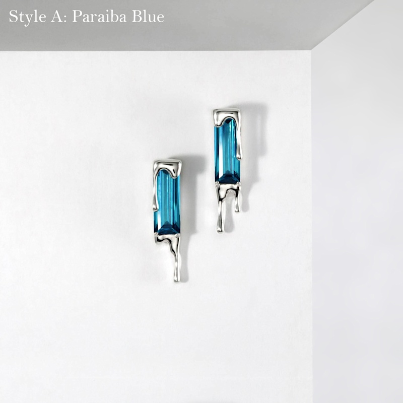 Thumbnail of Dripping Gemstone Sterling Silver Earrings image