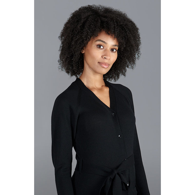 Thumbnail of Womens Pure Extrafine Merino Long Cardigan Dress - Black image