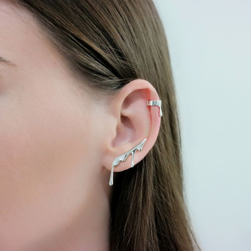 Dripping Sterling Silver Ear Climber MARIE JUNE Jewelry Wolf