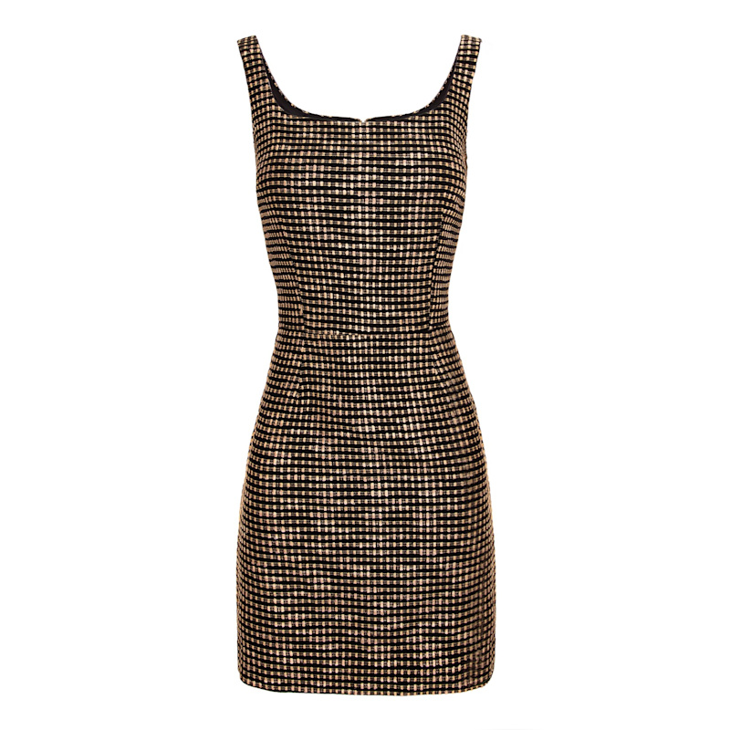Avenue N29 Tweed Bodycon Mini Dress - Gold/black