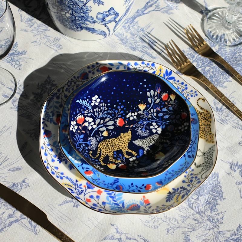 Thumbnail of Amazon Rainforest Bone China Plates In Blue, Set Of Three image