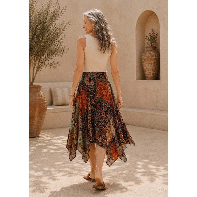 Thumbnail of Bohemian Midi Skirt - Orange Babylon image