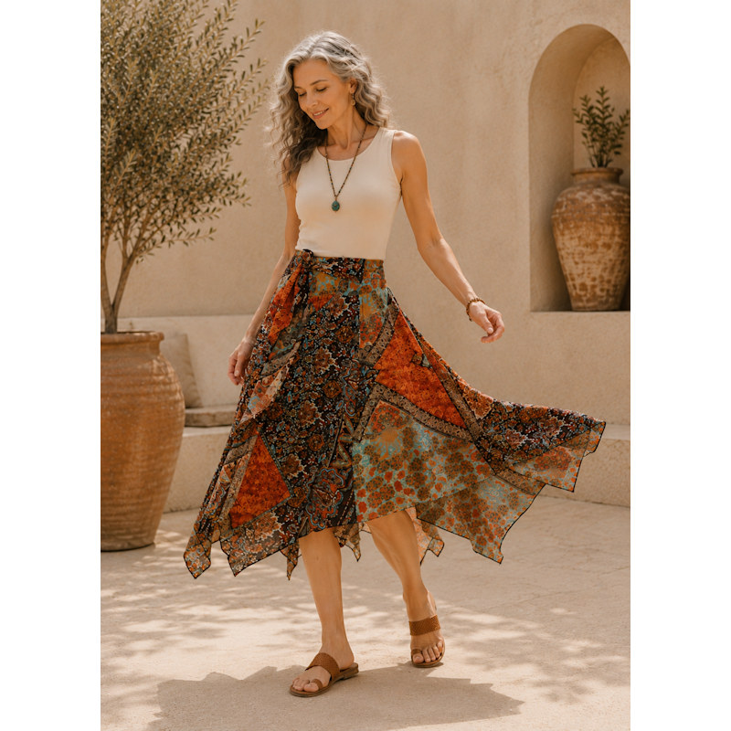 Thumbnail of Bohemian Midi Skirt - Orange Babylon image