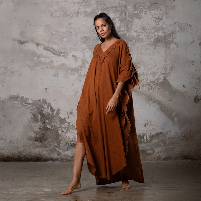 Thumbnail of Boho Kaftan Women Summer Maxi Dress - Cinnamon image