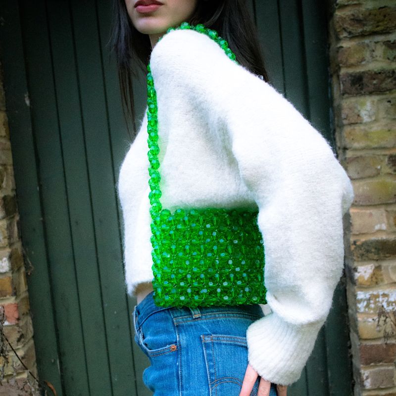 Thumbnail of Bold Beaded Bag · Lime image