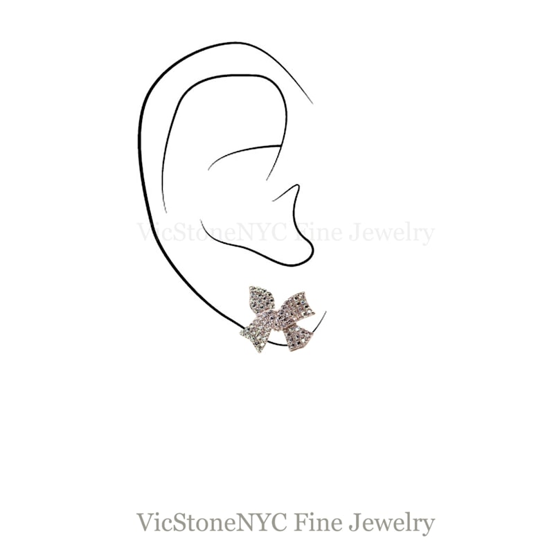 Thumbnail of Bold Cute Ribbon Stud Sterling Silver Earrings image