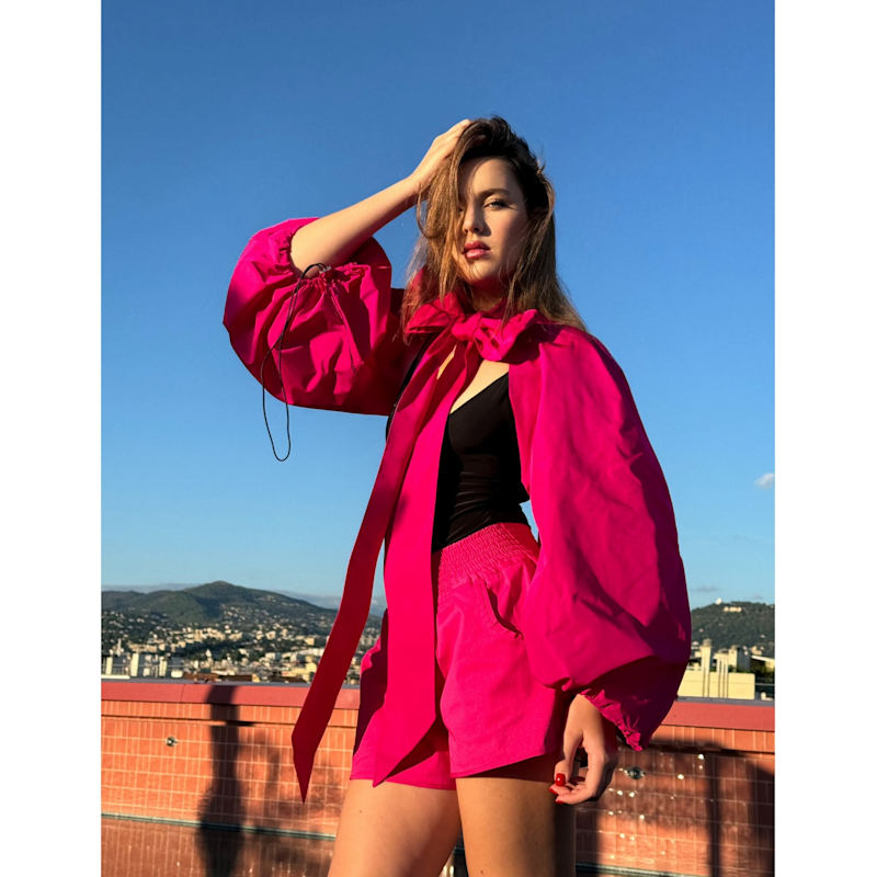 Thumbnail of Bolero Shrug Sleeves Pink Crop image