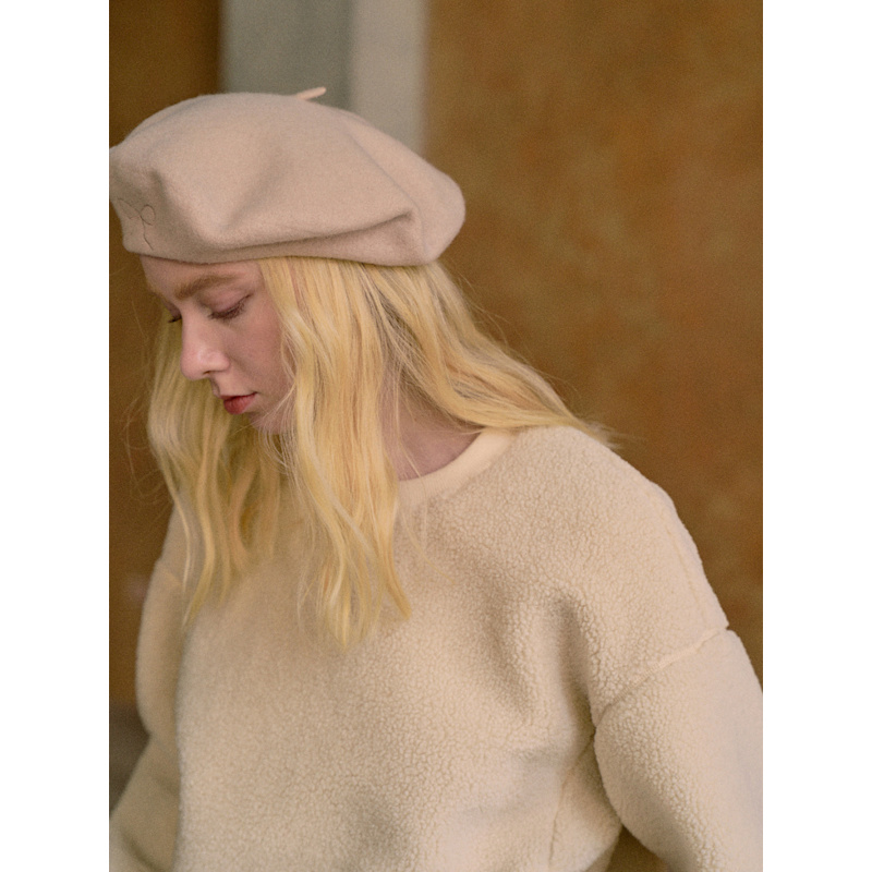 Bon Chic Wool Beret - Beige | Lost Pattern NYC | Wolf & Badger display picture 2