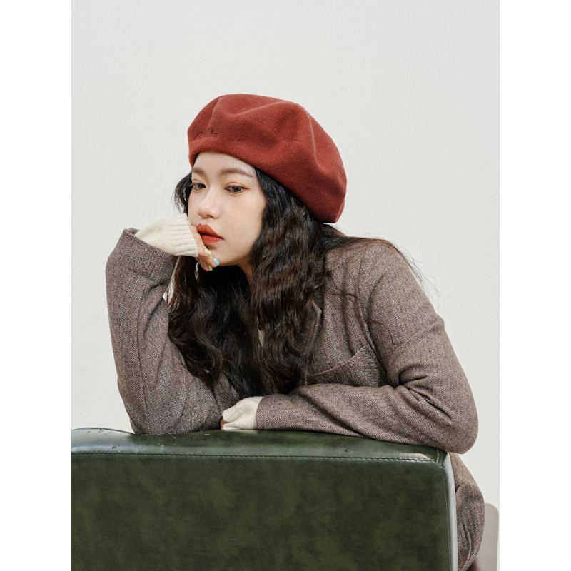 Bon Chic Wool Beret- Bordeaux Red | Lost Pattern NYC | Wolf & Badger