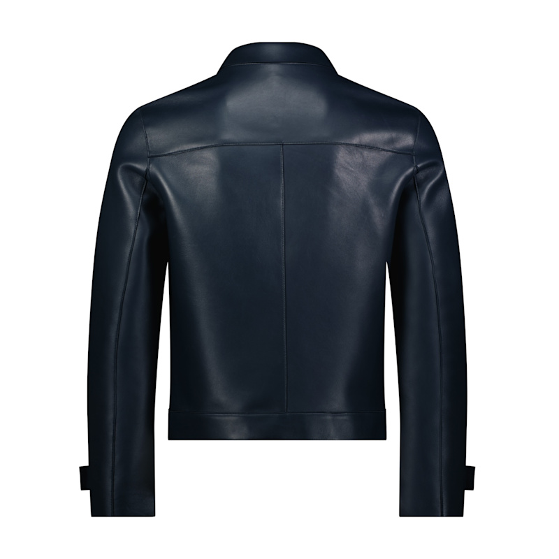 grunge fade leather jacket blue M 本革 Bonded Leather Laser Cut Jacket - Blue | George Patrick | Wolf