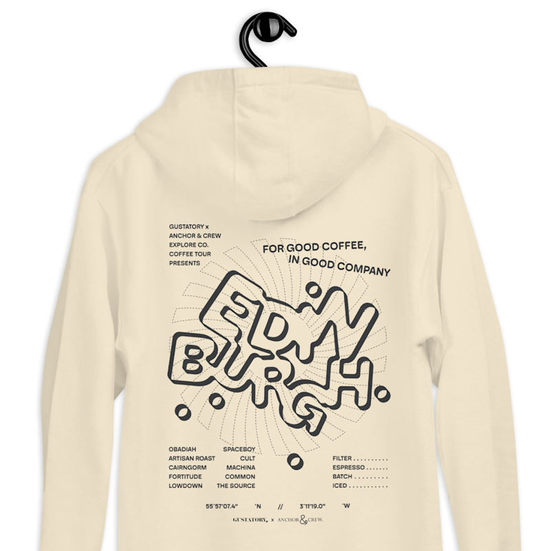 Thumbnail of Natural Gustatory Edinburgh Coffee Scene Cotton Blend Embroidered Hoodie - Women image