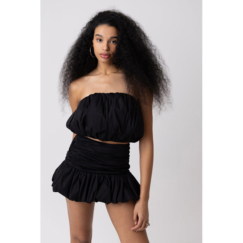 Thumbnail of Bonnie Black Ruche Mini Skirt image