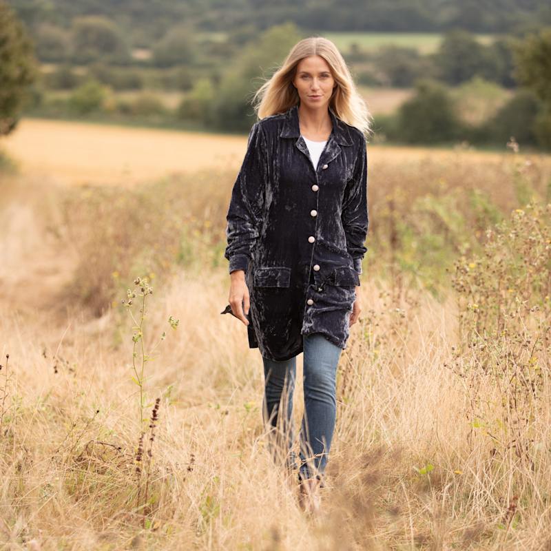 Thumbnail of Bonnie Silk Velvet Shirt/Jacket In Slate Grey image