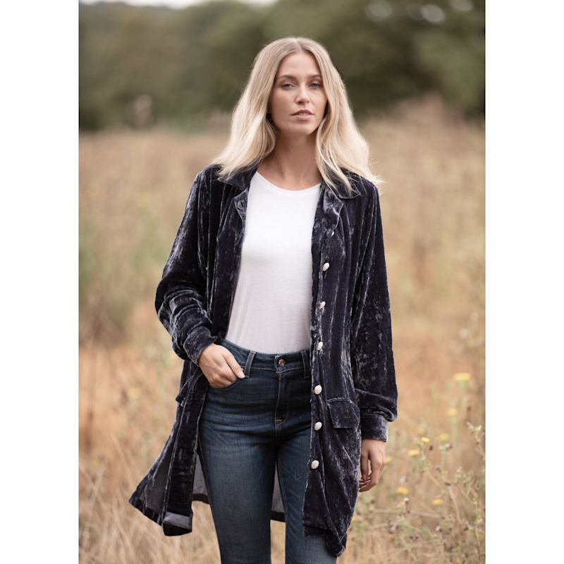 Thumbnail of Bonnie Silk Velvet Shirt/Jacket In Slate Grey image