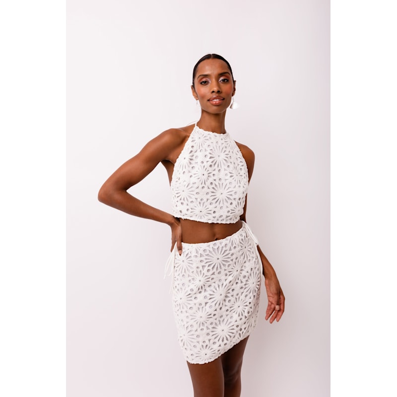 Thumbnail of Bonnie White Crochet Halter Top image