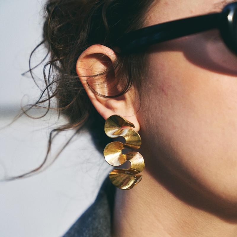 Thumbnail of Bosphorus Wave - Statement Earrings 24K Gold Plated image