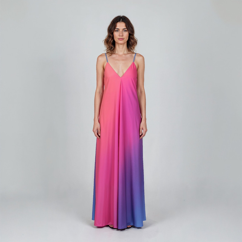 Boston Print Mariella Satin Maxi Dress | Janara Jones | Wolf & Badger