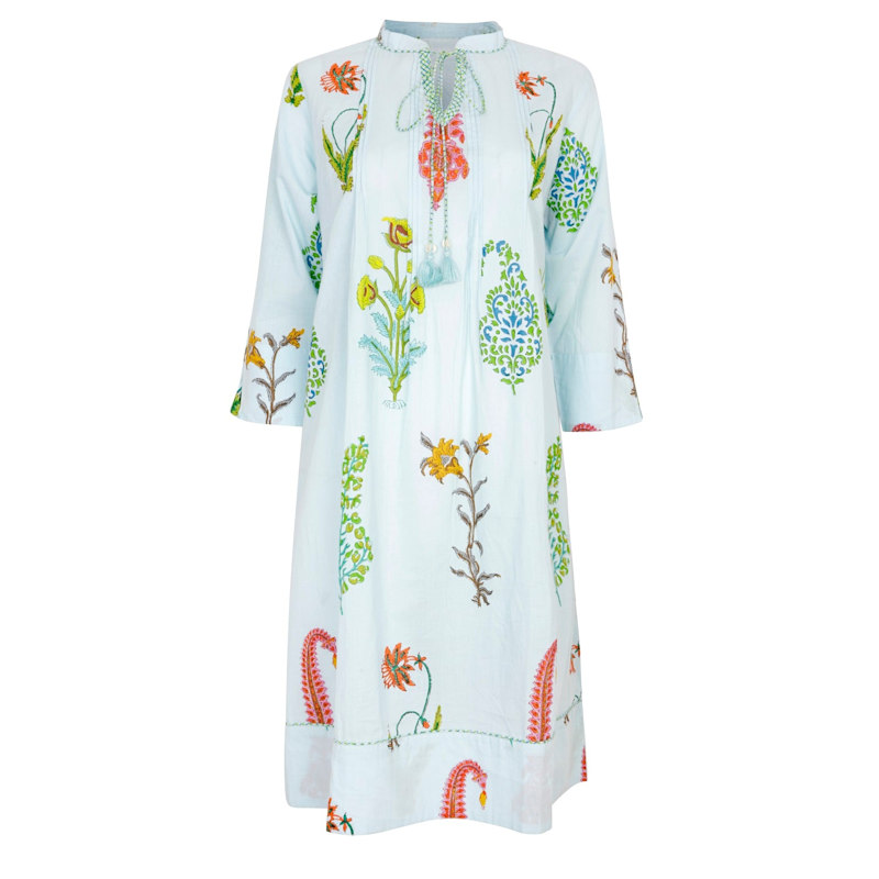 Thumbnail of Botanical Tassel Kurta Cotton Persian Blue image